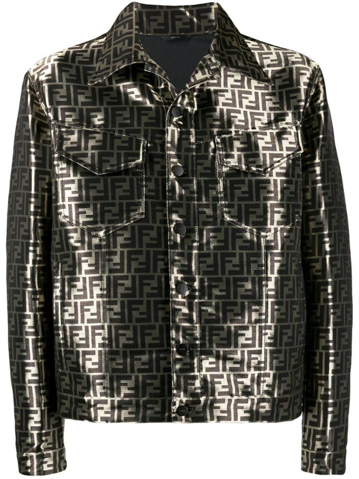 Fendi Logo Pattern Overshirt Jacket - Black