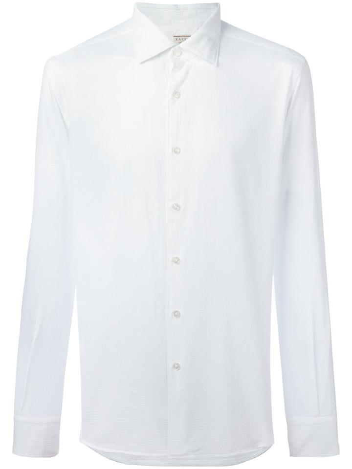 Xacus Waffle Texture Button-up Shirt, Men's, Size: 43, White, Cotton