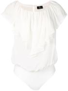 Elisabetta Franchi Ruffled Neck Bodie - White