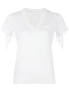 Sacai Fringed Trim T-shirt, Women's, Size: 3, White, Linen/flax/polyester