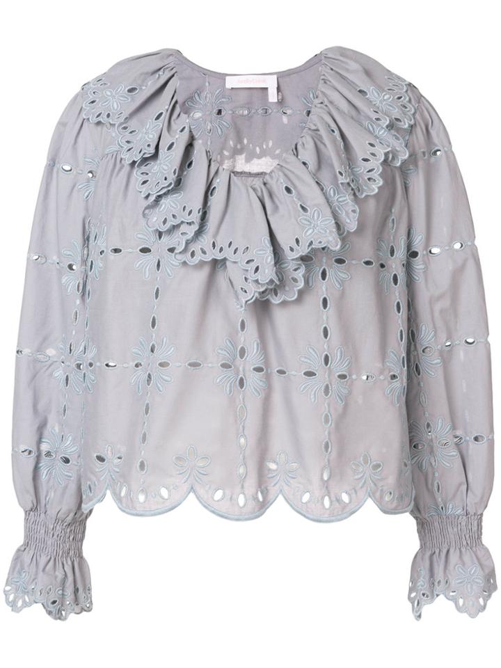 See By Chloé Ruffled Scalloped Blouse - Grey