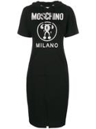 Moschino Printed Logo Hooded Dress - Black