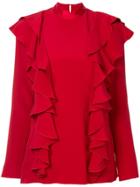 Adam Lippes Ruffle Front Blouse - Red