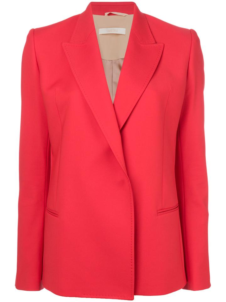 Ssheena Fitted V-neck Blazer - Red