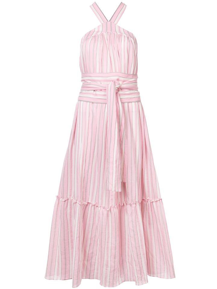Three Graces Halterneck Striped Dress - Pink & Purple