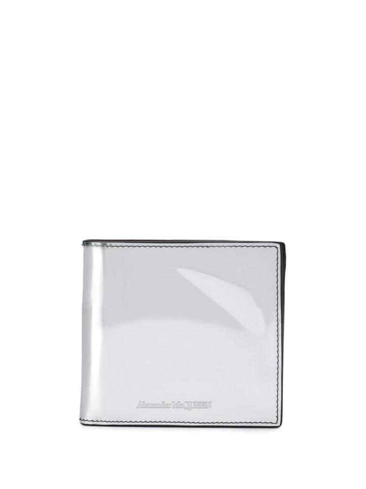 Alexander Mcqueen Patent Leather Wallet - Silver