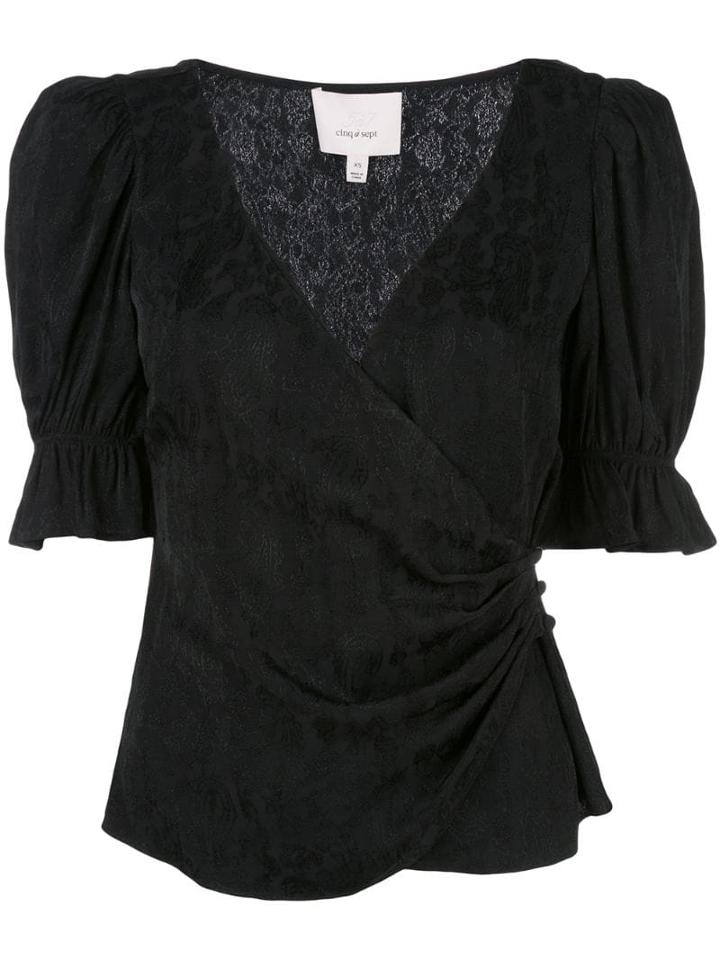 Cinq A Sept Wrap Front Blouse - Black
