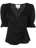 Cinq A Sept Wrap Front Blouse - Black