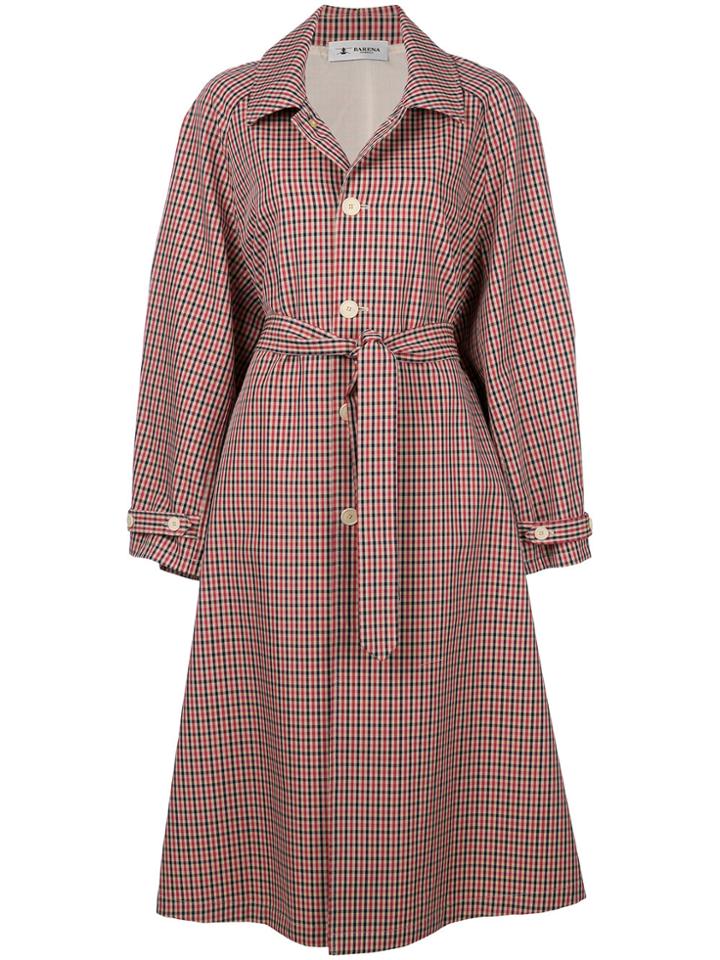 Barena Checked Button Coat - Red