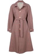 Barena Checked Button Coat - Red