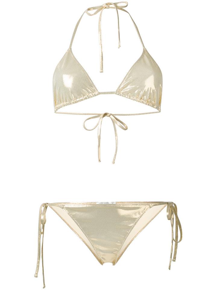 Glossy Effect Bikini Set - Women - Polyamide/spandex/elastane - 2, Yellow/orange, Polyamide/spandex/elastane, Faith Connexion