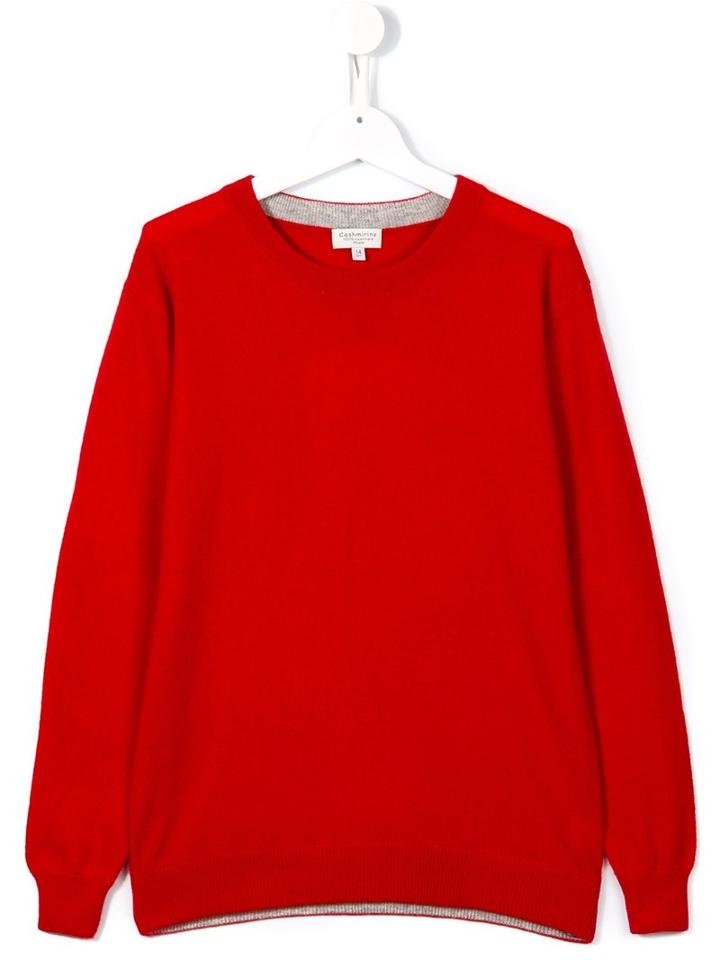 Cashmirino - Round Neck Jumper - Kids - Cashmere - 14 Yrs, Red
