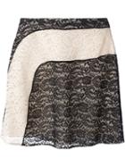 Carven Lace Panel Skirt, Women's, Size: 40, Black, Cotton/viscose/silk/polyamide