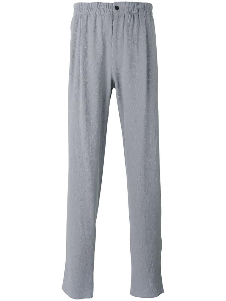 Giorgio Armani Mid-rise Crepe Trousers, Men's, Size: 54, Grey, Spandex/elastane/virgin Wool/cotton