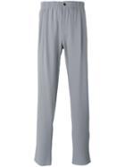 Giorgio Armani Mid-rise Crepe Trousers, Men's, Size: 54, Grey, Spandex/elastane/virgin Wool/cotton