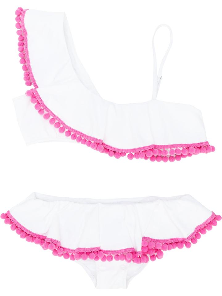 Mc2 Saint Barth Kids Teen Pompom Embellished Bikini - White