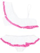 Mc2 Saint Barth Kids Teen Pompom Embellished Bikini - White