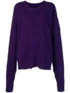 Unravel Project Oversized Distressed Crew-neck Sweater - Purple
