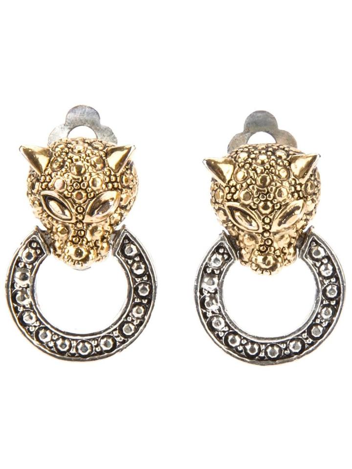 Katheleys Vintage Panther Earrings - Metallic