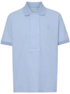 Burberry Monogram Motif Cotton Piqué Polo Shirt - Blue