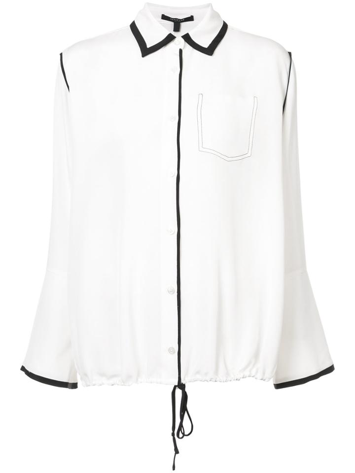 Derek Lam Long Sleeve Button-down Shirt With Drawstring Hem - White