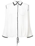 Derek Lam Long Sleeve Button-down Shirt With Drawstring Hem - White