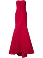 Oscar De La Renta Strapless Trumpet Gown, Women's, Size: 12, Red, Silk