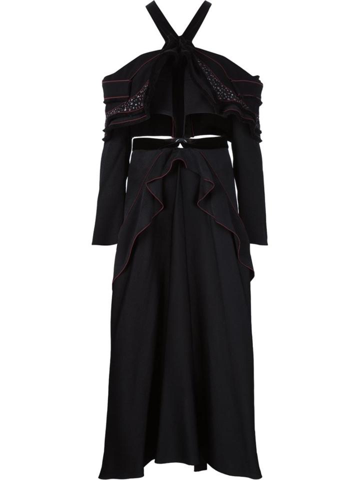 Proenza Schouler Off-shoulder Cut Out Dress, Women's, Size: 2, Black, Viscose/silk