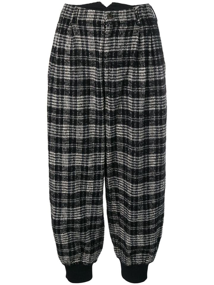 Comme Des Garçons Vintage Check Print Cropped Trousers - Black