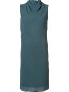Rick Owens Layered Column Dress, Women's, Size: 44, Blue, Viscose Crepe/silk