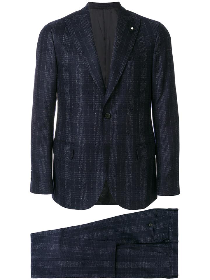 Lardini Checked Dinner Suit - Blue