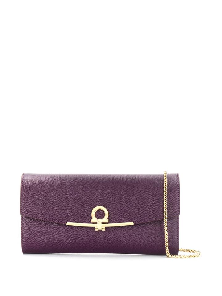 Salvatore Ferragamo Gancini Rectangular Clutch - Blackberry