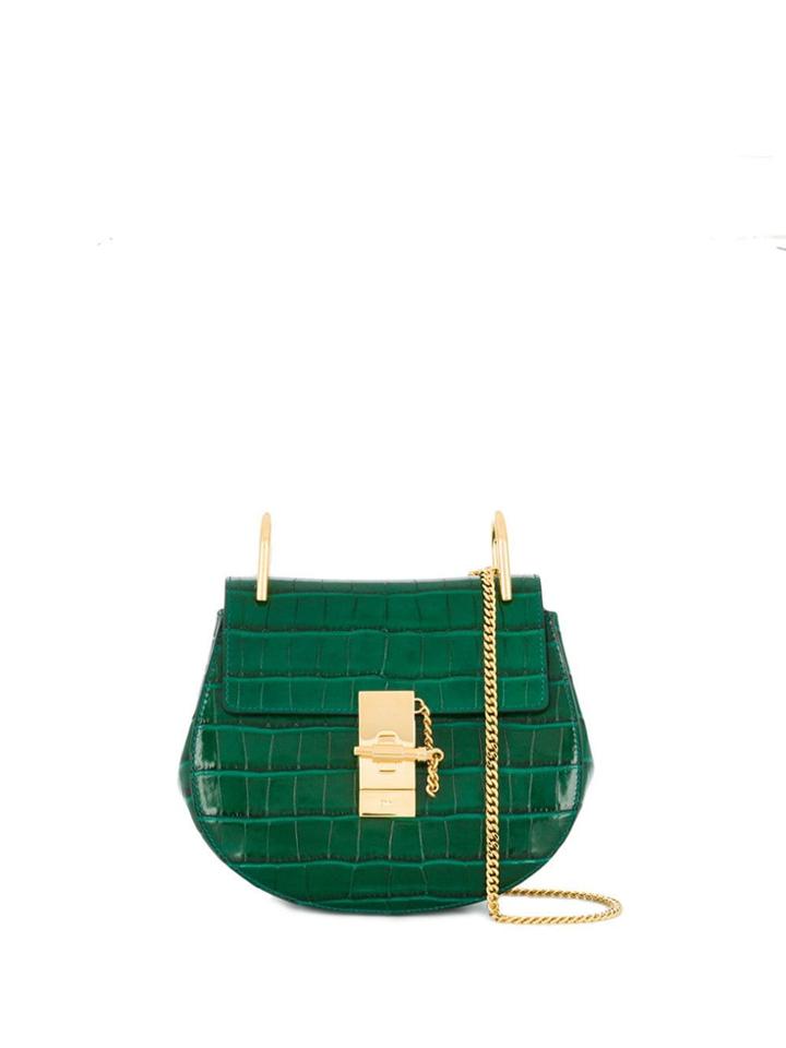 Chloé Crocodile Embossed Mini Drew Bag - Green