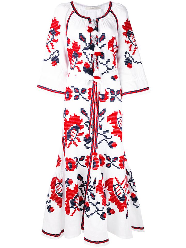 Vita Kin - Floral Motif Dress - Women - Linen/flax - One Size, White, Linen/flax