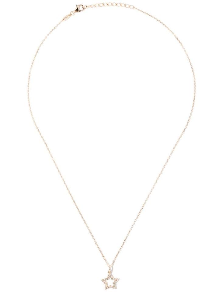 As29 18kt Yellow Gold Mini Charm Open Star Diamond Necklace