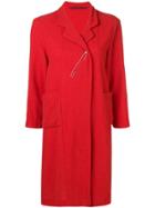 Daniela Gregis Single Breasted Safteypin Coat - Red