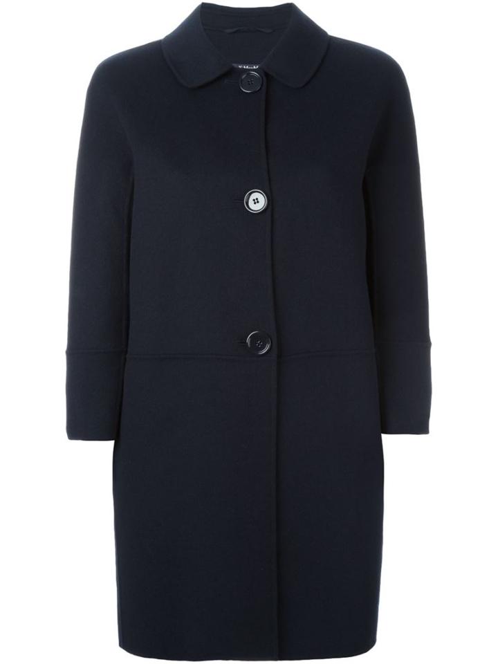 's Max Mara Trapeze Shape Coat, Women's, Size: 44, Blue, Virgin Wool