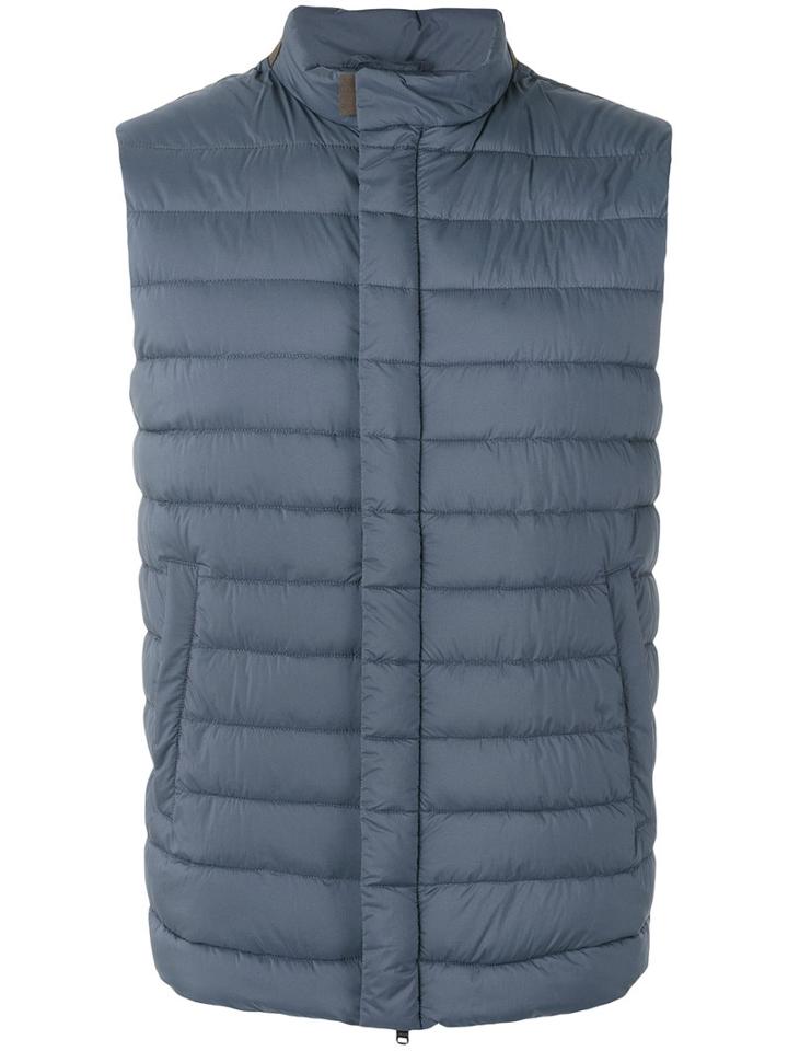 Herno High Neck Padded Gilet, Men's, Size: 56, Grey, Polyamide/polyester/polyurethane