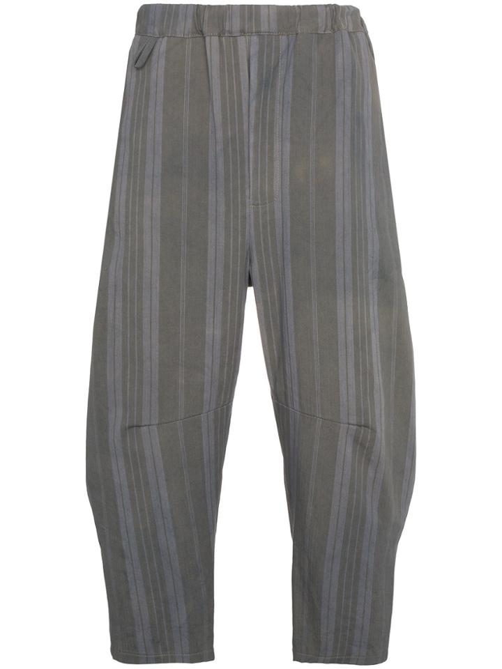 By Walid Striped Trousers With Elasticated Waist - Grey