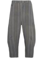 By Walid Striped Trousers With Elasticated Waist - Grey