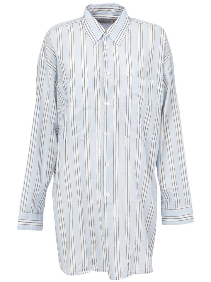 Faith Connexion Oversized Striped Shirt, Women's, Size: Xs, Blue, Silk/cotton