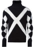 Moncler Gamme Bleu Monochrome Argyle Print Jumper