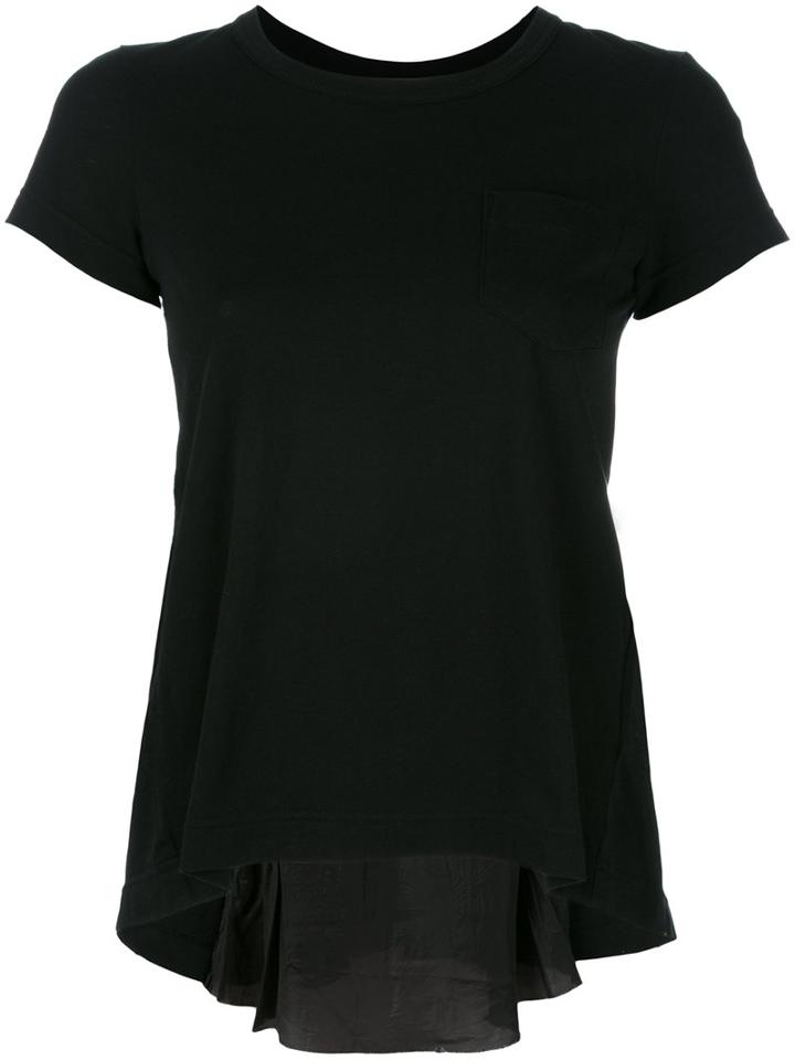 Sacai Cupro Insert T-shirt, Women's, Size: 4, Black, Cotton/cupro/polyester