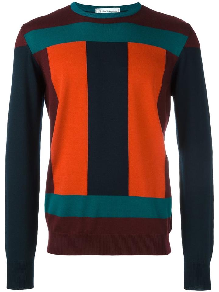 Salvatore Ferragamo Colour Block Jumper, Men's, Size: Large, Virgin Wool
