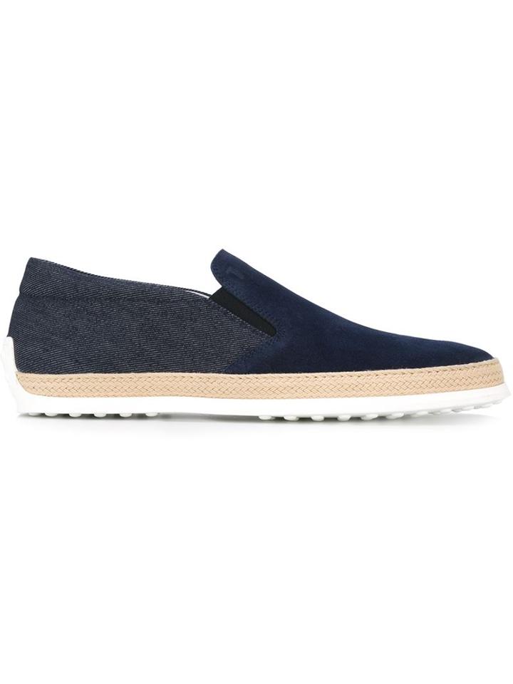 Tod's Raffia Trim Slip-on Sneakers