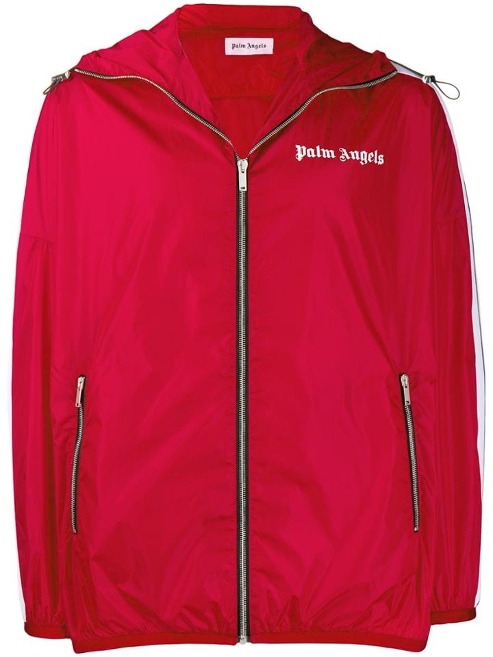 Palm Angels Contrast Logo Bomber Jacket - Red