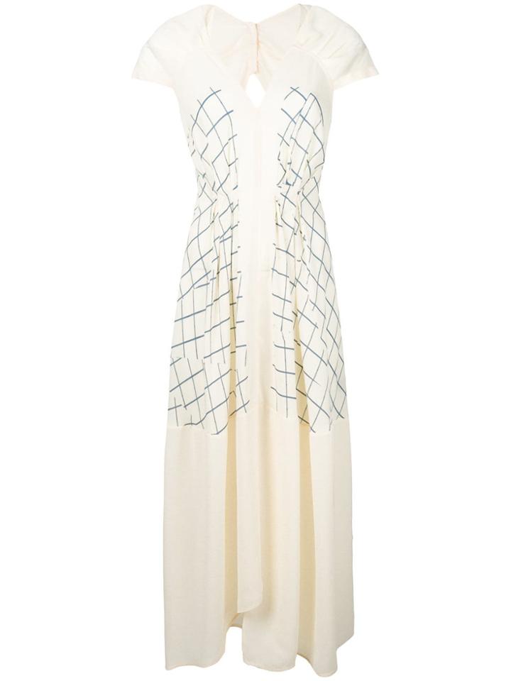 Victoria Beckham Checked V-neck Dress - Yellow