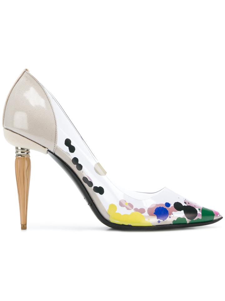 Oscar De La Renta Paint Spatter Patterned Pumps - Nude & Neutrals