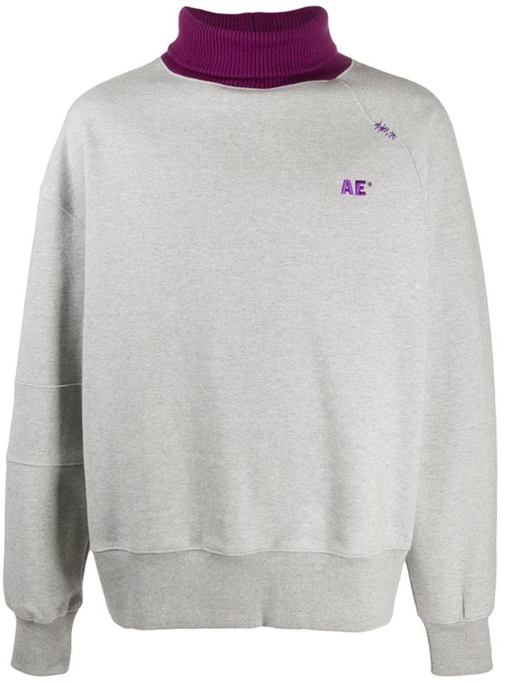 Ader Error Contrast-rollneck Sweatshirt - Grey