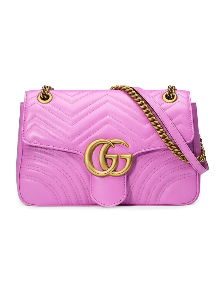 Gucci - Gg Marmont Matelassé Shoulder Bag - Women - Leather/metal/microfibre - One Size, Women's, Pink/purple, Leather/metal/microfibre